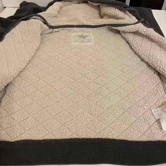 Abercrombie Fitch Bella Sherpa Lined Zip Hoodie Womens M Gray Quilted Y2K Preppy - Picture 12 of 13